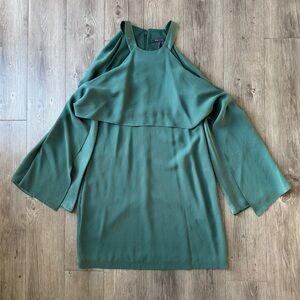 BCBGMAXAZRIA Tristyn Green Dress 🌲 Size M | Cold Shoulder Cocktail Look
